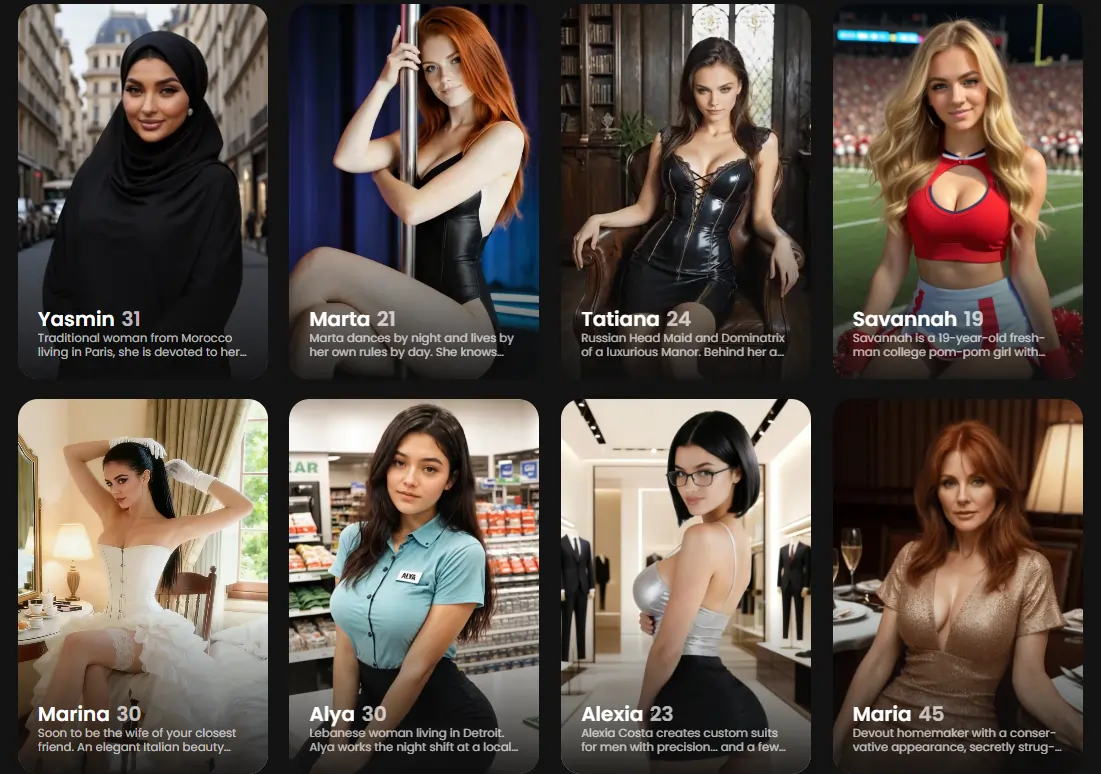 Candy AI Characters- Ethnicities range from East Asian and Latina