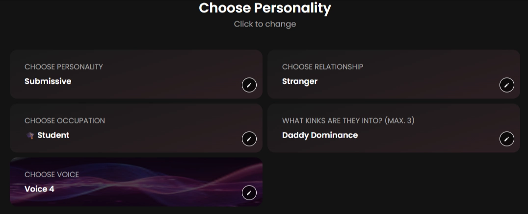 Candy AI- Personality & Preferences Section