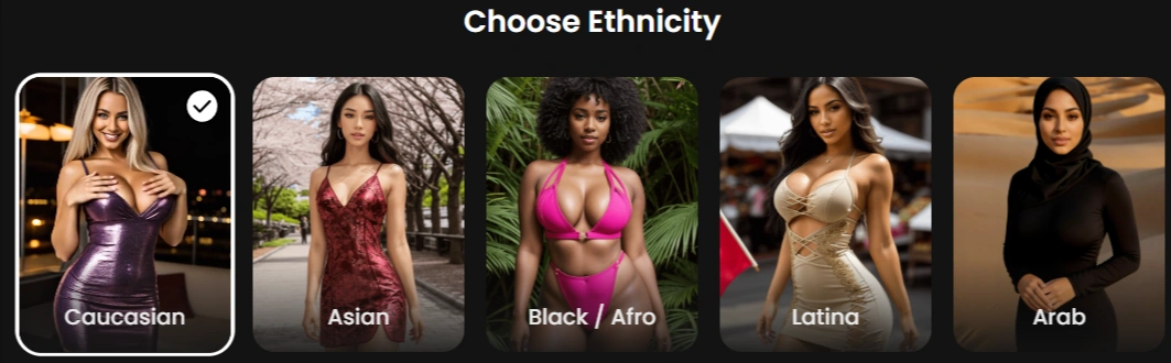 Choose Ethnicitity- Candy AI Section