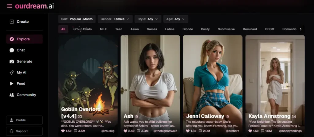 Pick Your AI Companion of Ourdream AI