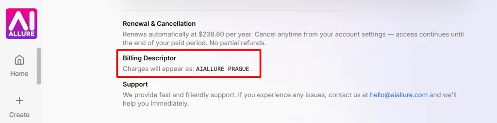 AIAllure Billing Name
