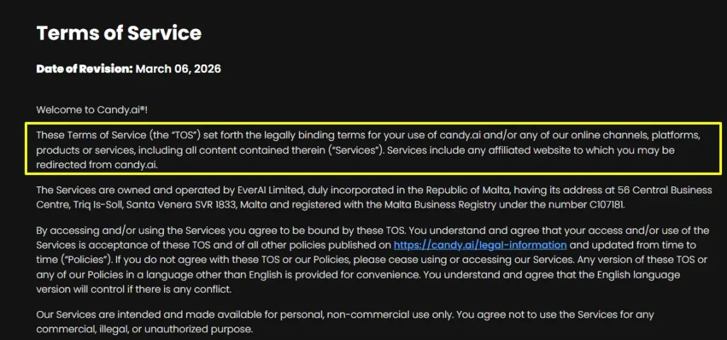 Candy AI Terms of Service