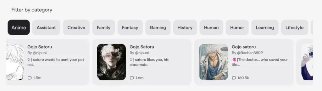 Character.AI Filter Category