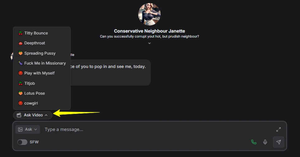 GirlfriendGPT Video Generation - in-chat feature