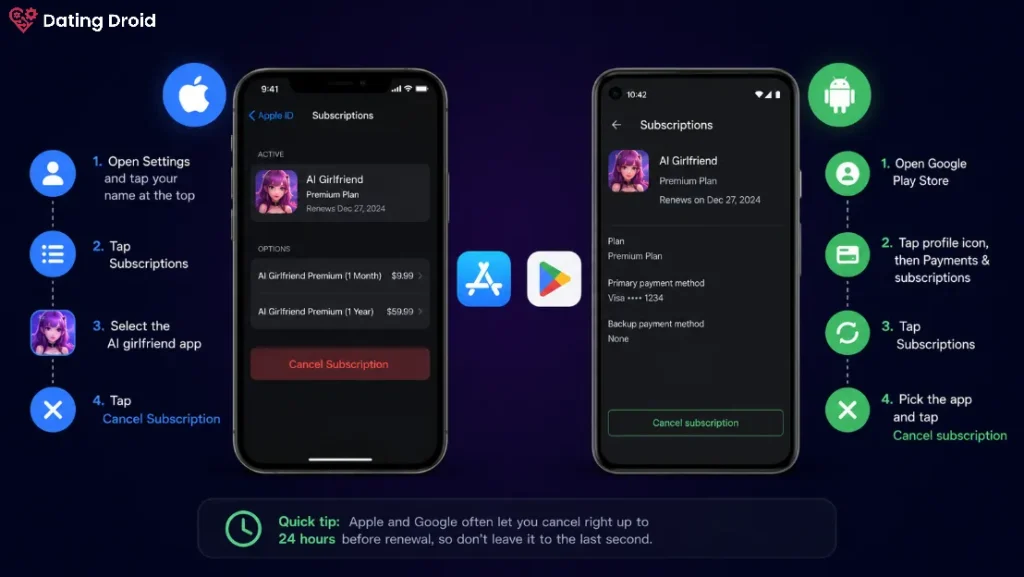 Cancel App Store Subscription for AI girlfriends - Steps