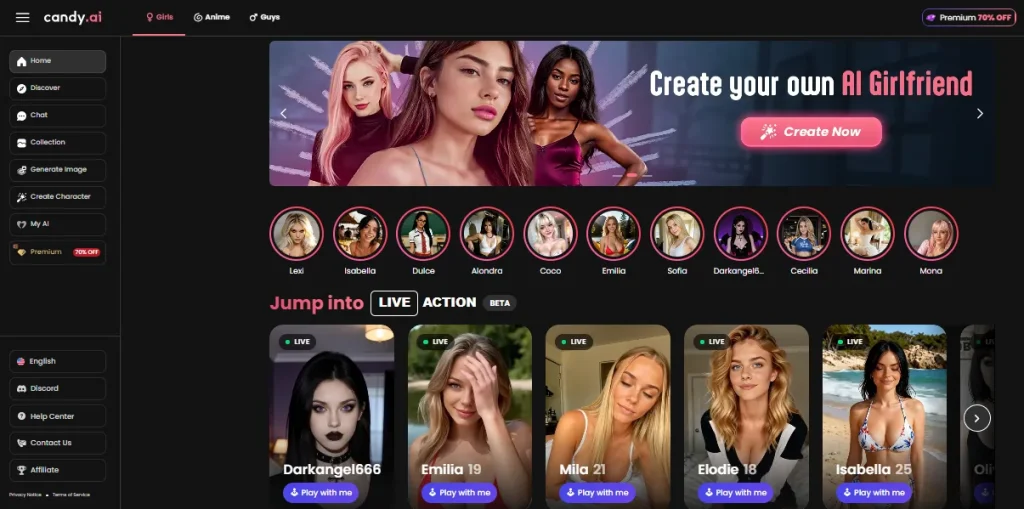 Candy AI User Interface