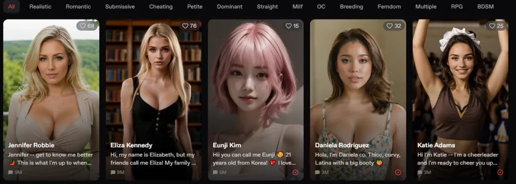 Nectar AI Pre-Made Character Library