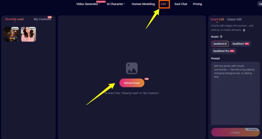 SoulGen AI Smart Edit Feature