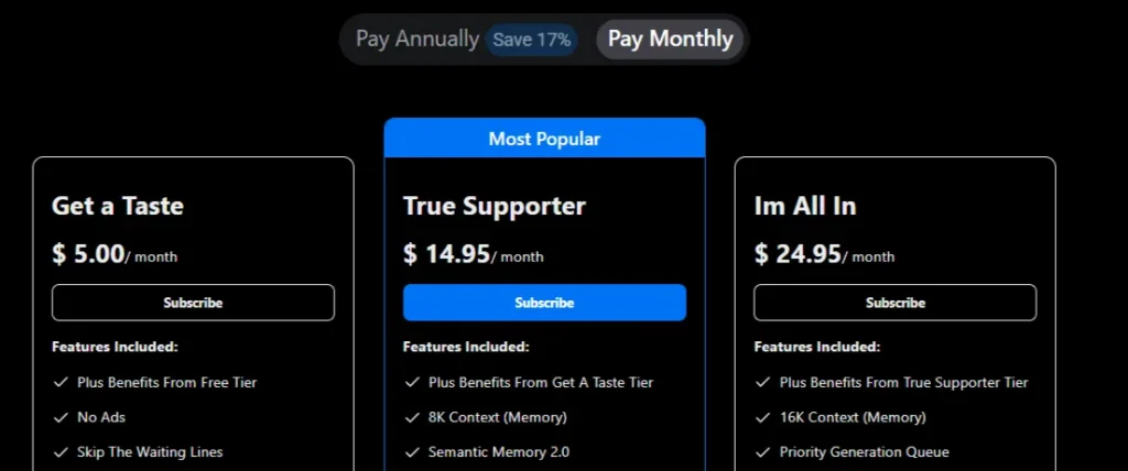 SpicyChat AI Pricing Plan