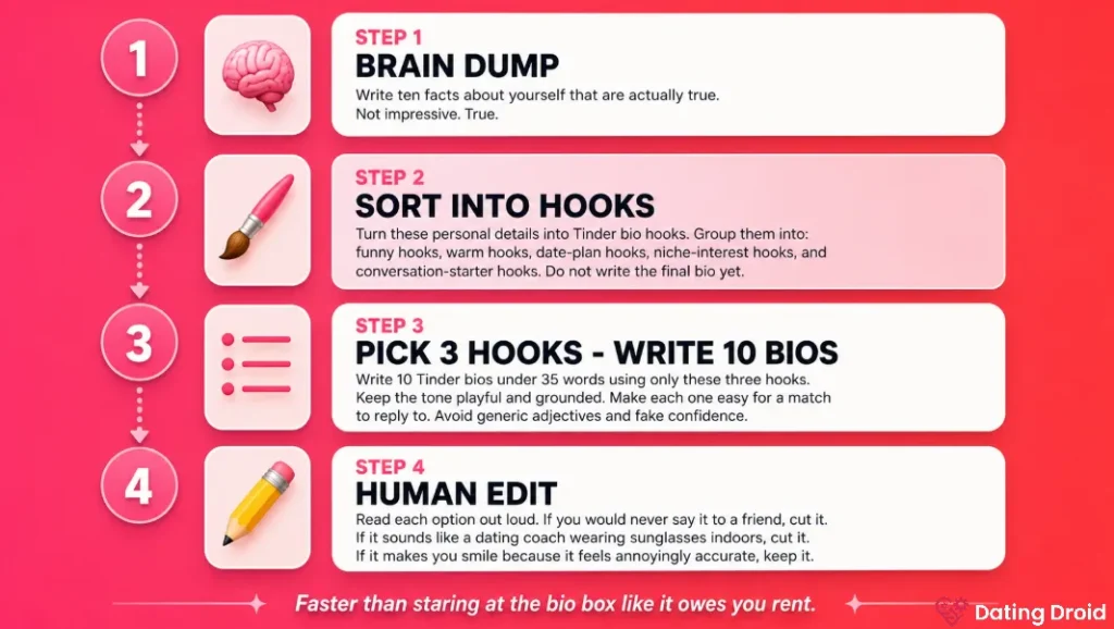 10 Minute Tinder Bio Workflow Steps