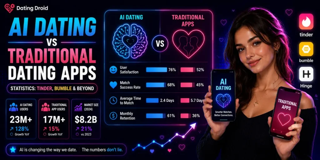 AI Dating vs Traditional Dating App Statistics