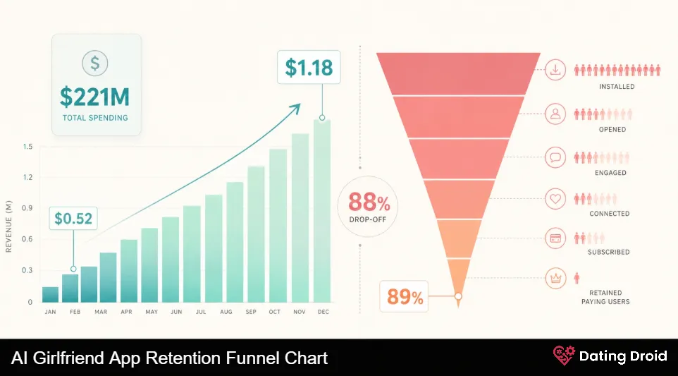 AI Girlfriend App Retention Funnel Chart