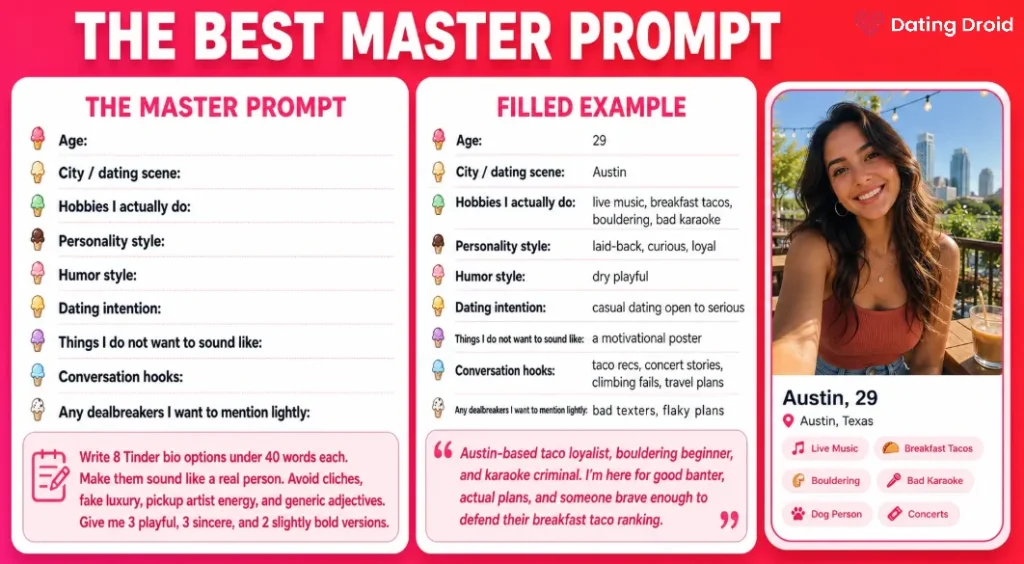 Best Tinder Bio Master Prompt Template