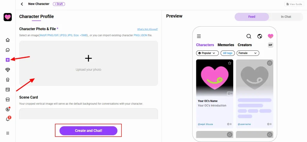 CrushOn AI - Character Creation