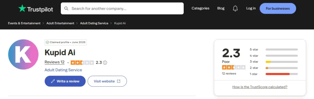 Customers Rate Kupid AI on Trustpilot