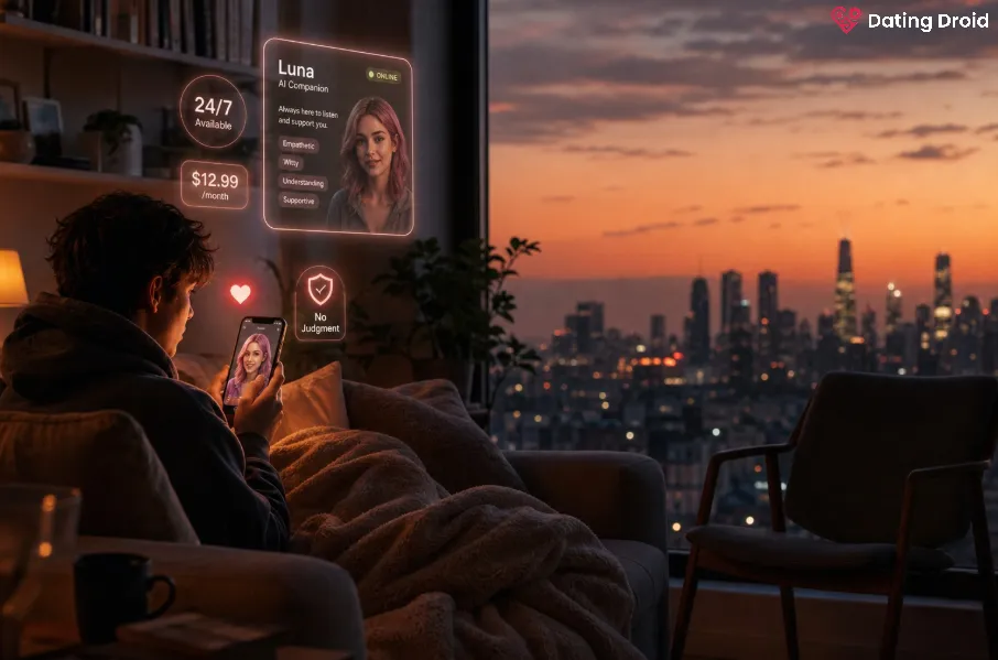 Lonely User with AI Partner App