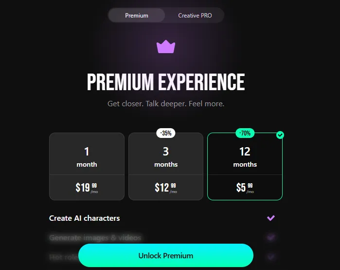 Lovescape AI Pricing Plan