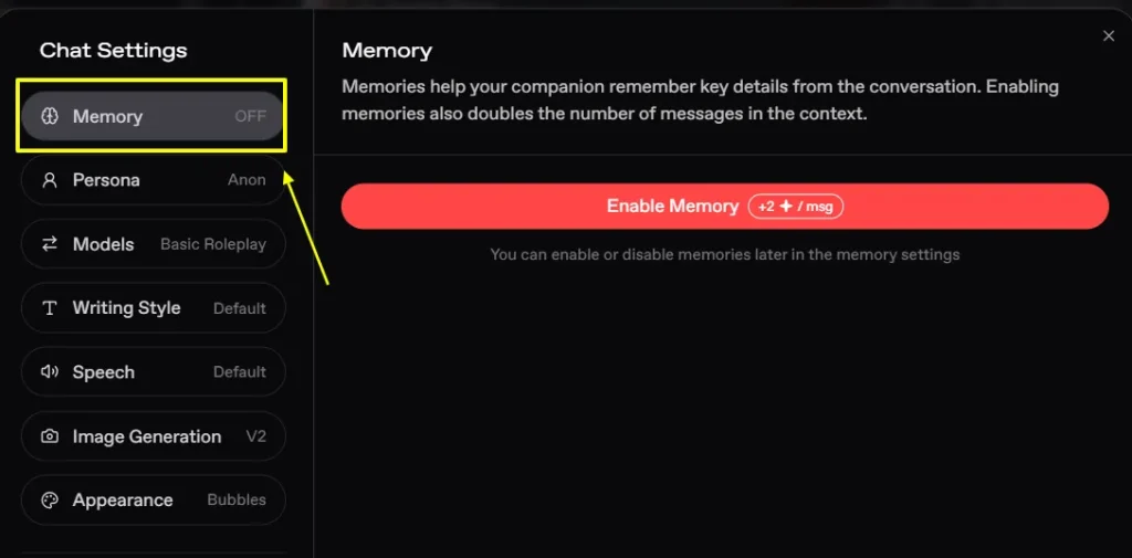 Nectar AI Memory Feature