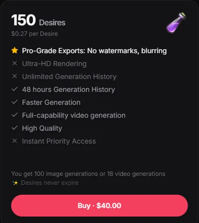 NudeAI.fun - Flirt Pricing Plan