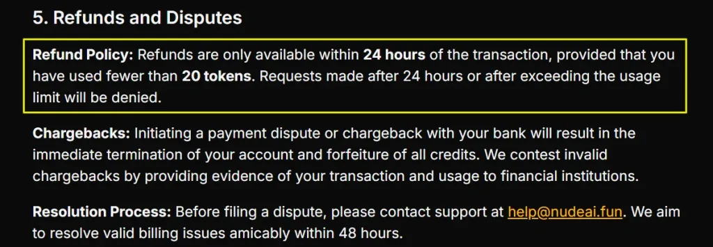 NudeAI.fun Refund Policy