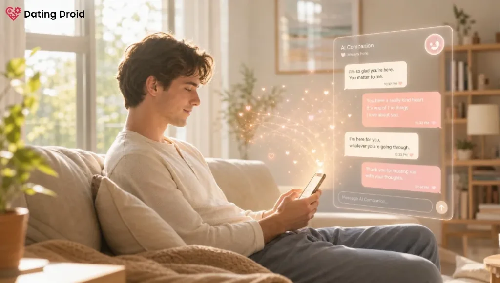 Person Connecting with AI Companion Chat