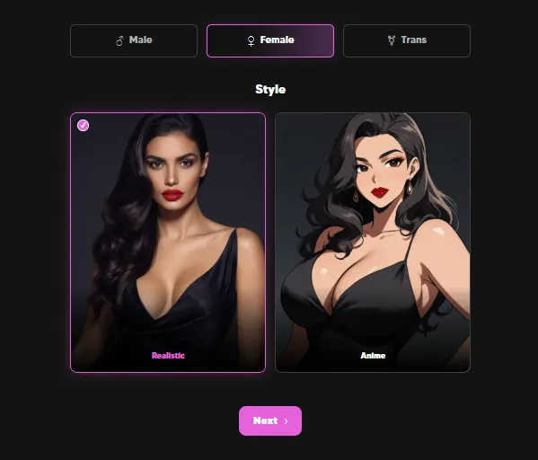 Sauci AI - Choose Gender and Style
