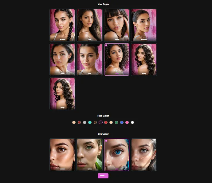 Sauci AI - Choose Hair Style and Eye Color