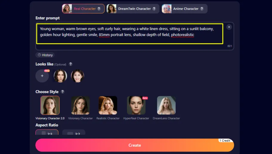 SoulGen AI Real Prompt Example