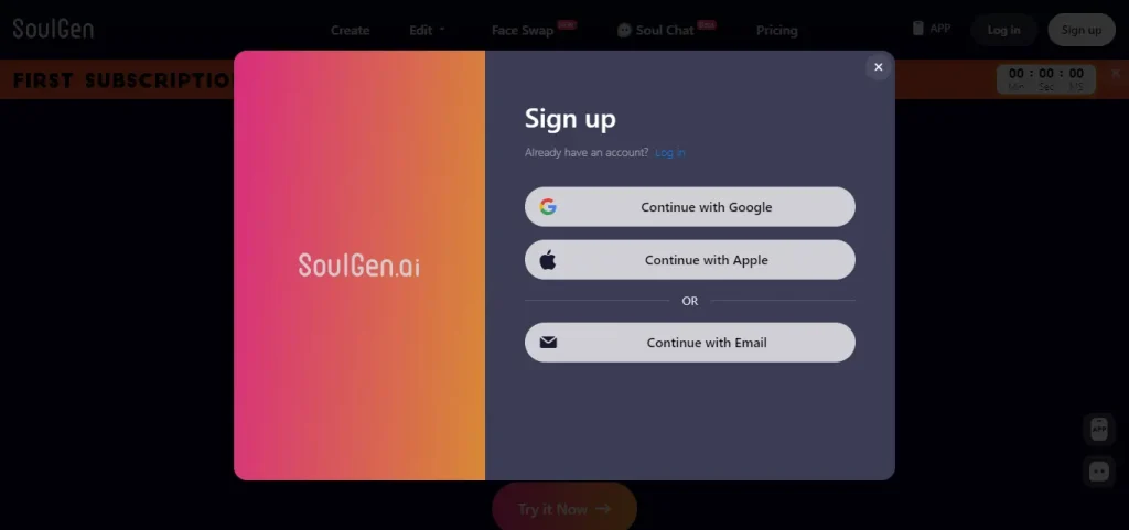 SoulGen Sign Up