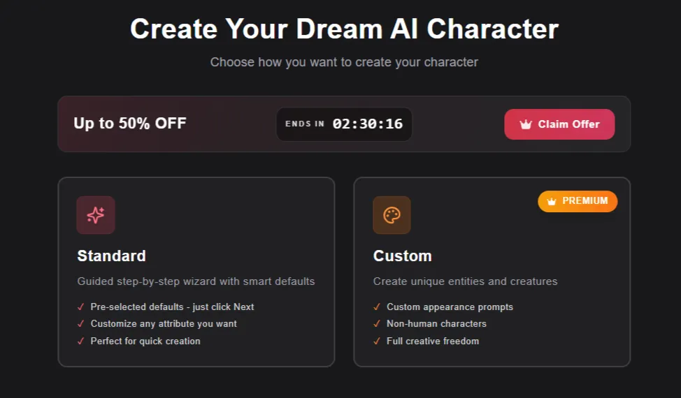XChar AI - Standard and Custom Mode