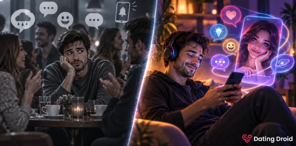 Introvert chatting with AI companion