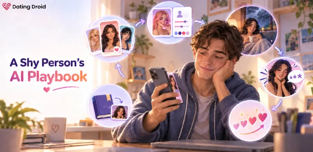 Shy person using AI app
