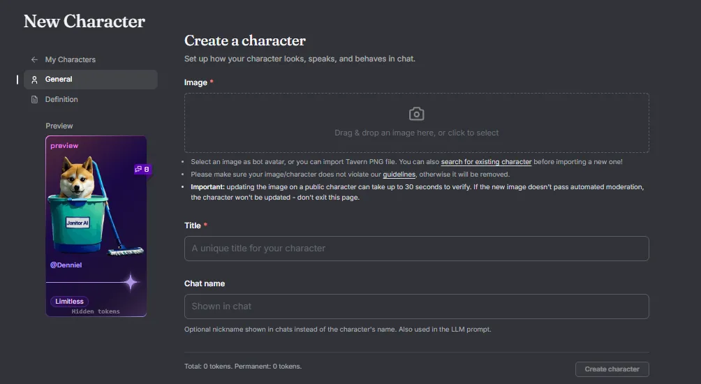 Janitor AI - Character Creation